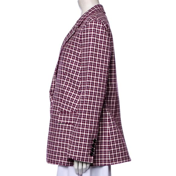 $1,450 BURBERRY NWT Purple Burgundy & White Plaid Blazer Jacket Coat – Size 10 - Picture 5 of 16